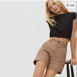 Everlane The Way High Waist Tan Shorts
